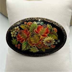 Vintage woman's  Russian hand painted brooch